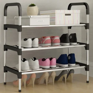 Minimalist Tiered Shoe Rack – Space Saving Metal Shoe Storage Organiser